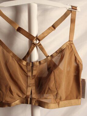 Auden Mesh Bralette Front Closure Strappy Back Gold XXL